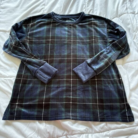 Cuddl Duds Womens Size Small 2pc Fleece Pajama Set Pj Plaid Green Blue Soft - Picture 1 of 15